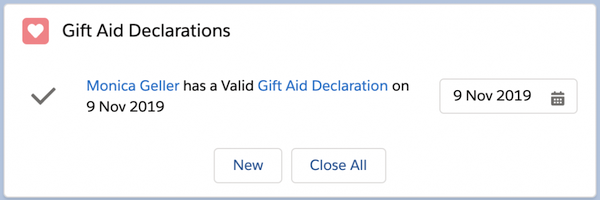 Gift Aid declaration component