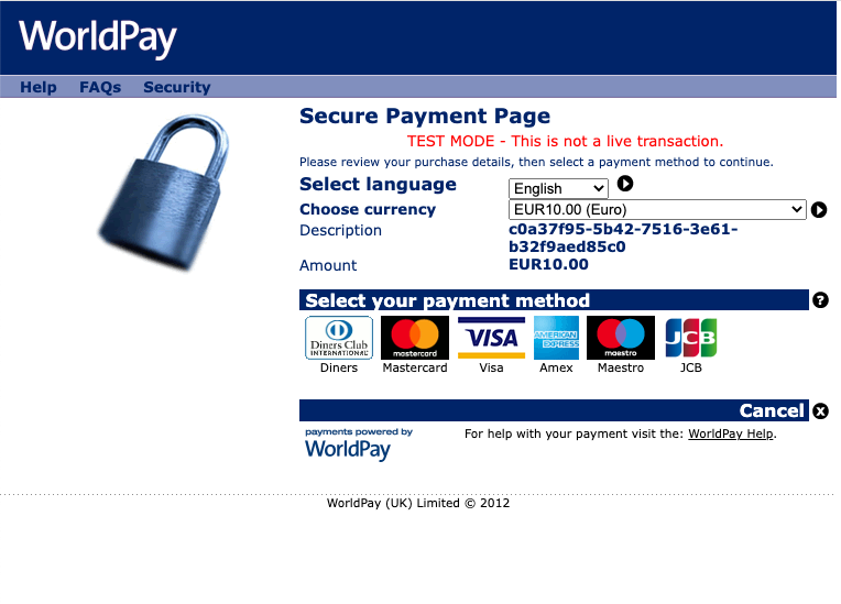 BG350 payment page
