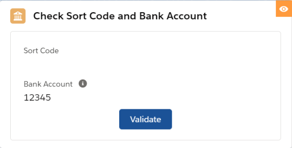 Sort code and account check validation component