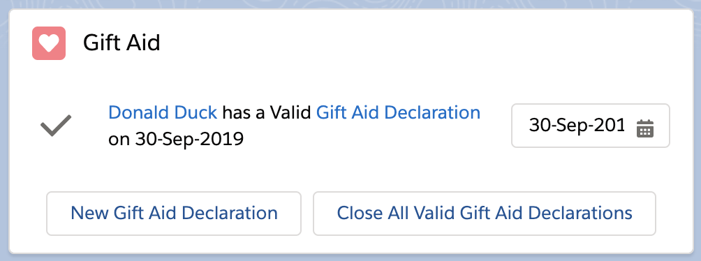 Gift Aid Lightning component