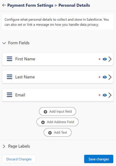 Payment Form personal details mapping