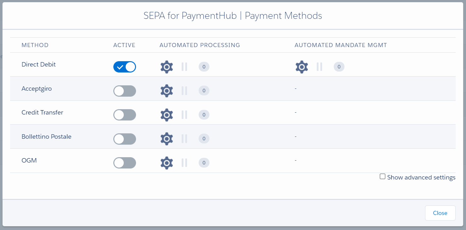 Payment methods with auto-collect