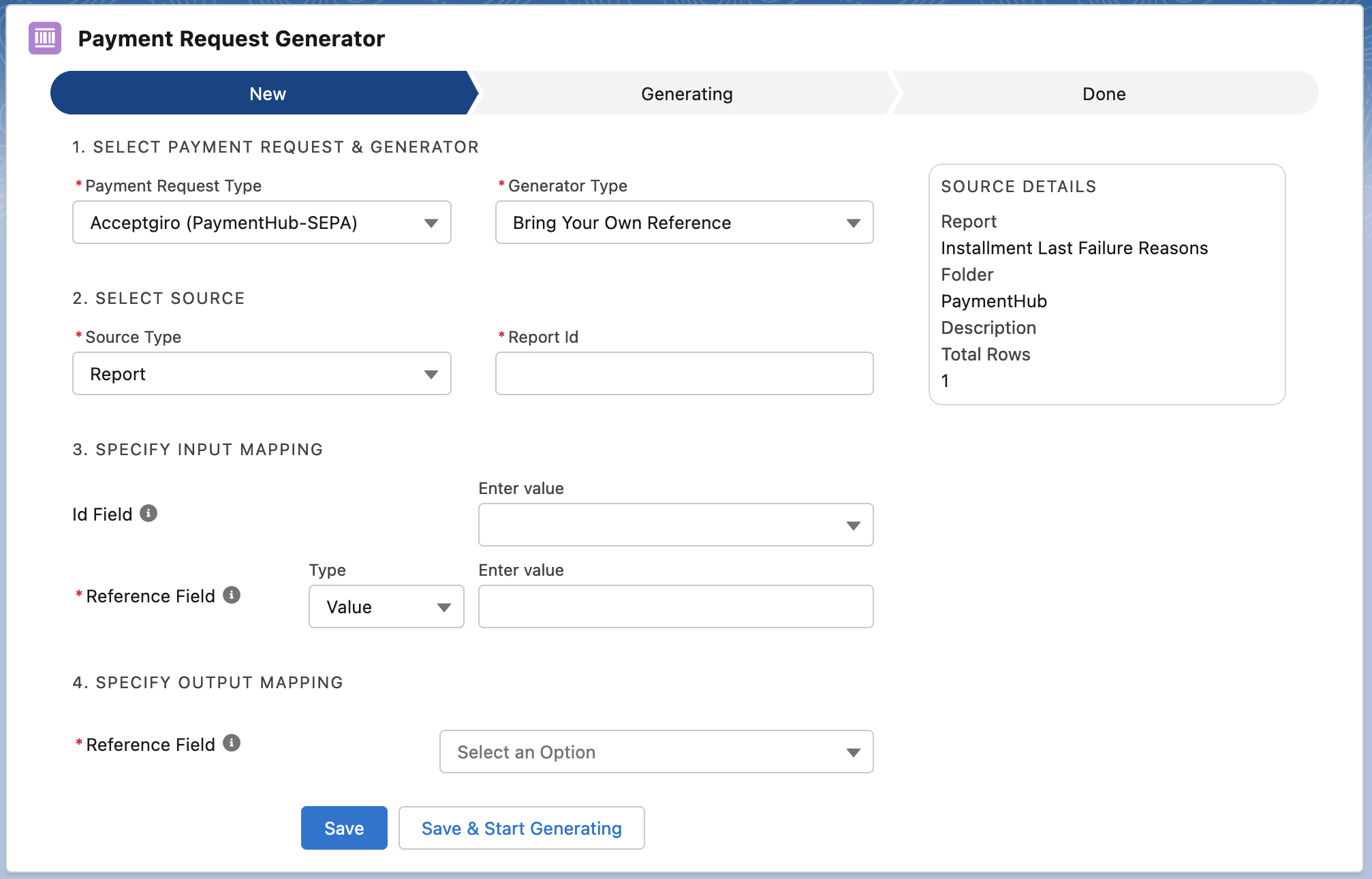 Payment Request Generator run with new static value field