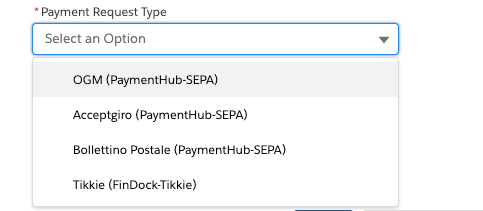 Payment request type options