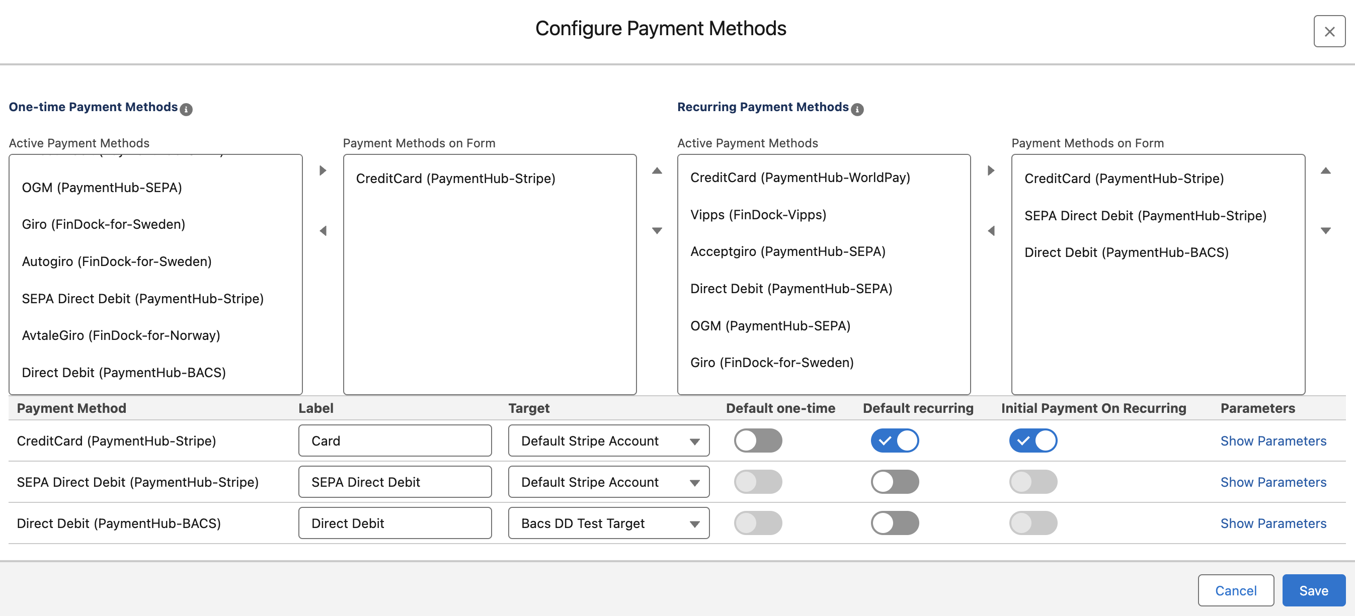 Initial payments for recurring payments