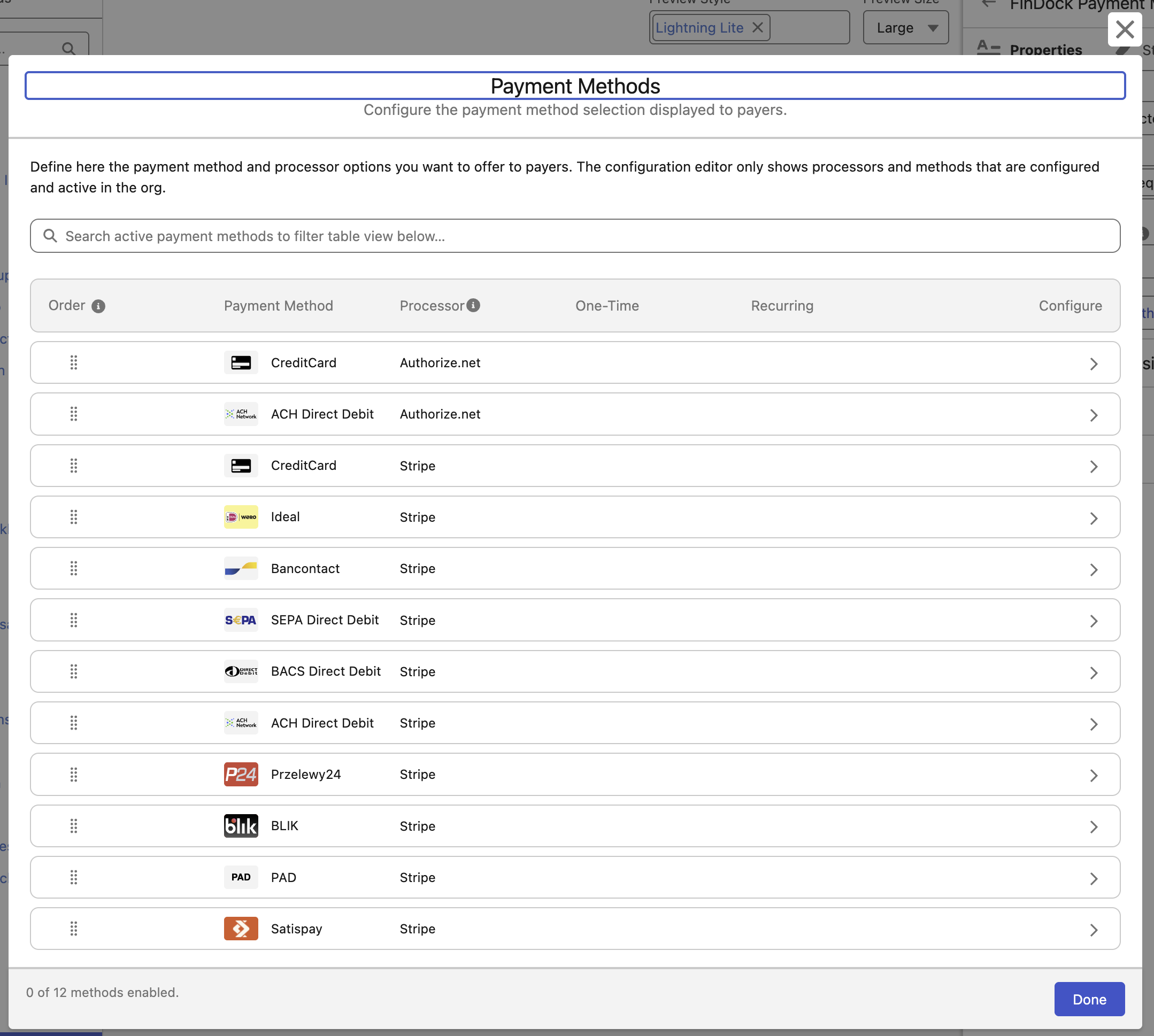 Payment Method Selector configuration