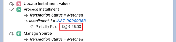 Process Installment component showing currency