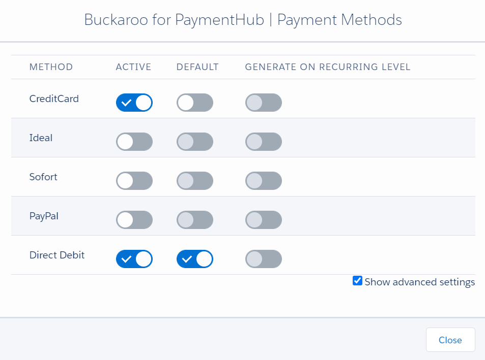 Buckaroo payment methods